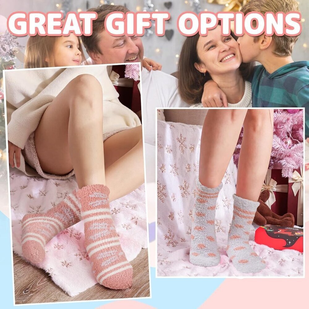 Women's Fuzzy Socks 5 Pairs for Warm Fluffy Cozy Winter Soft Home Slipper Socks - Picture 2 of 7